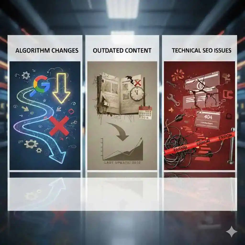 3 הסיבות העיקריות לירידה בתנועה האורגנית לאתר שלך - התמונה נוצרה באמצעות AI